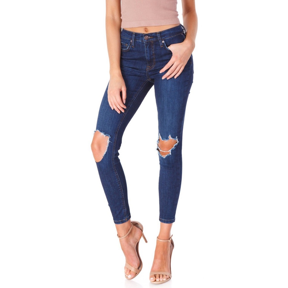 Free People High Rise Blue Jeans